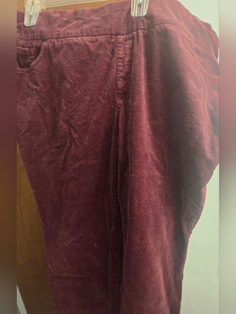 Plus Size 24 DG2 Womens Corduroy Pants in Deep Burgundy With Pockets!